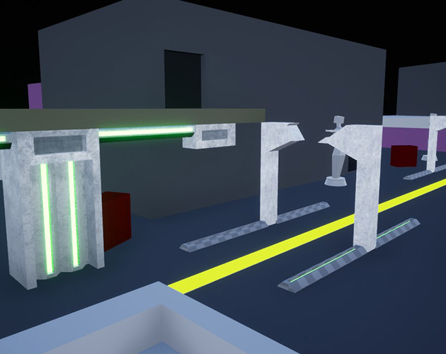 A closer look at some of the obstacles I place at the bottom area of the level. I made support structures for the catwalk, some gates for the payload to pass under (A few of them are damaged), small statues that align the main road and various boxes the player can use for cover.