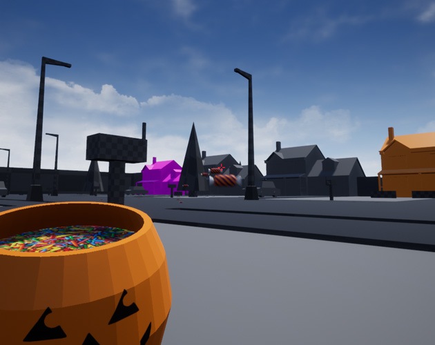 The entire viewpoint of the level is from the perspective of a kid so I made everything bigger to have that scale of being smaller. I also created the candy and the bucket myself.