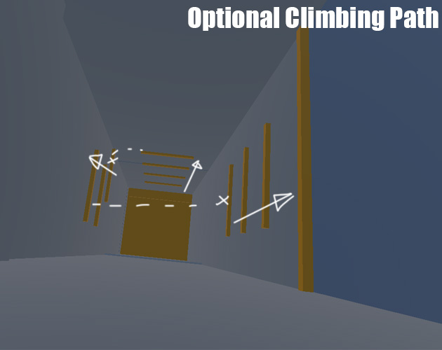 The next way up is throught a hole in the ceiling where the players will have to climb up and around a tight chute in order to get to the very top.