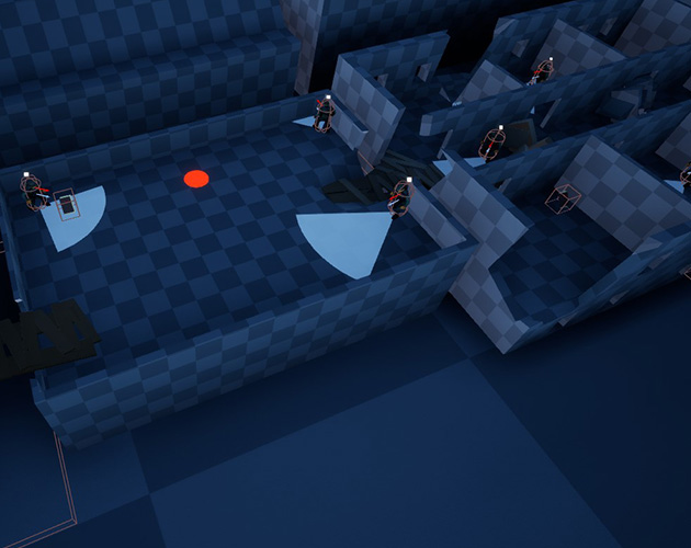 Another look from the other side of the office buildings the player will have to cross that is swarming with enemies.